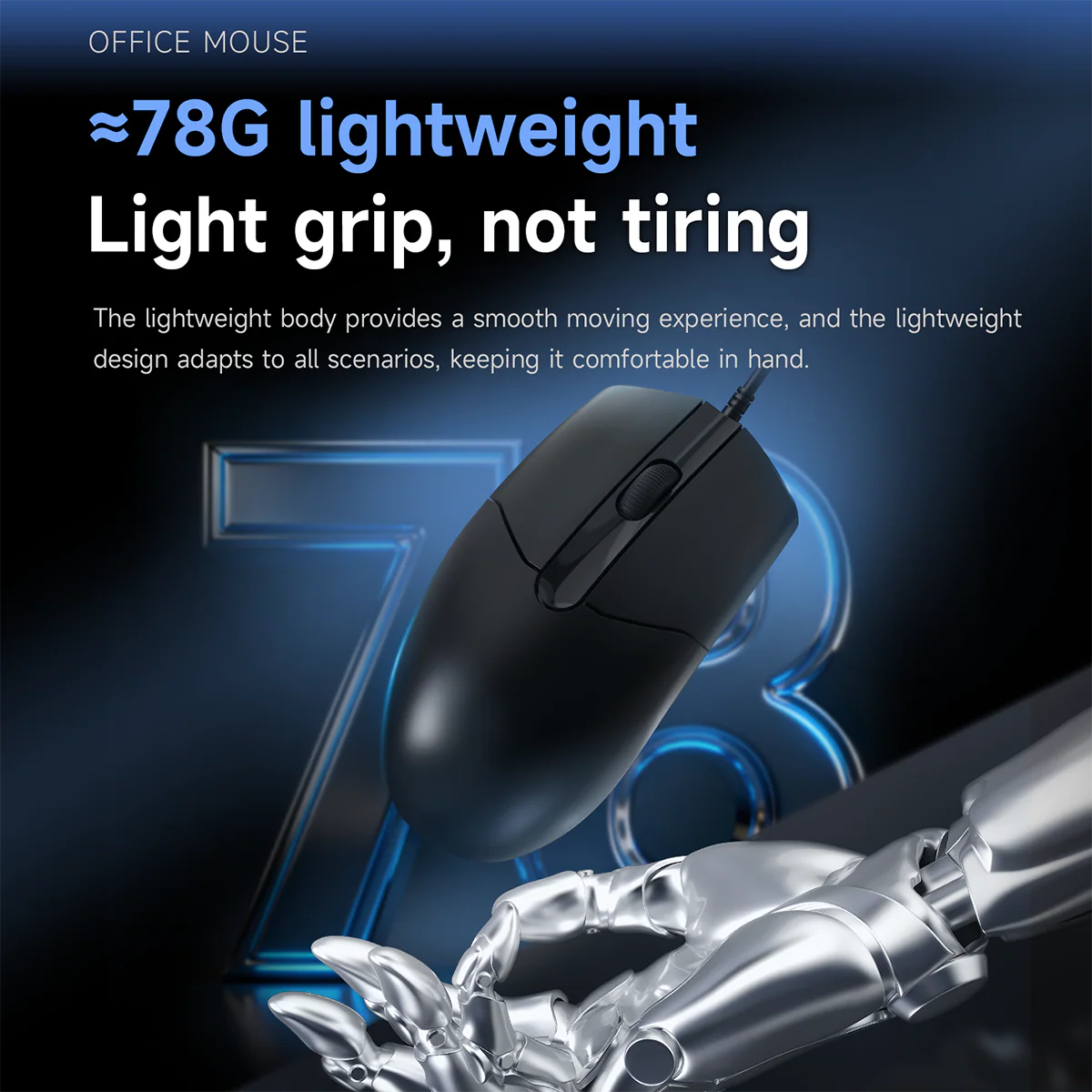 AJAZZ NJ01 Series Mouse Wired Office Optical Mouse with Quiet Keys 1000 DPI Approximately 78g Lightweight - Image 6