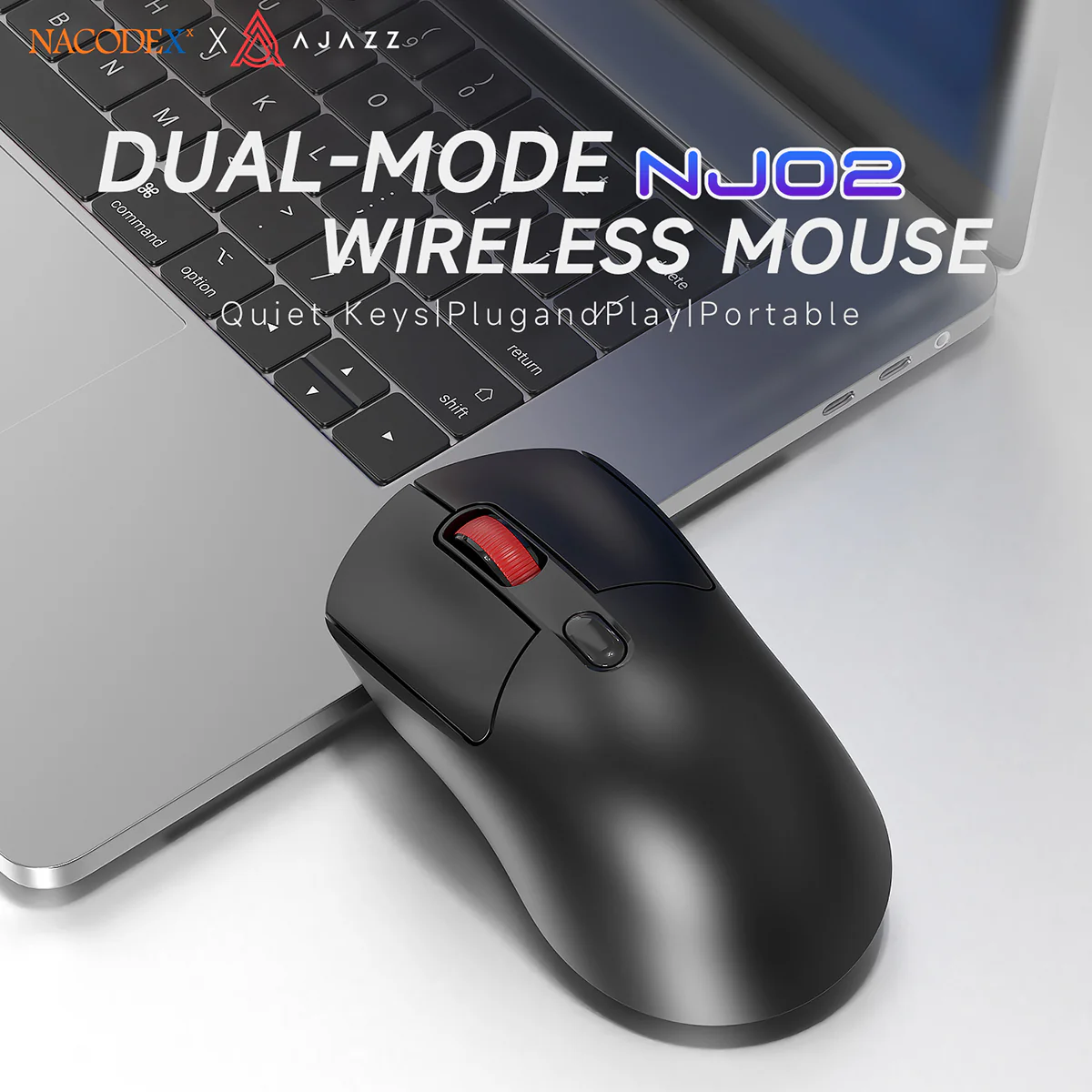 AJAZZ NJ02 Lightweight Mouse: Wireless 2.4G/Bluetooth, Quiet Buttons, Plug-and-Play - Image 3