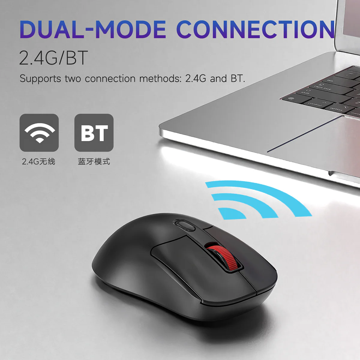AJAZZ NJ02 Lightweight Mouse: Wireless 2.4G/Bluetooth, Quiet Buttons, Plug-and-Play - Image 4