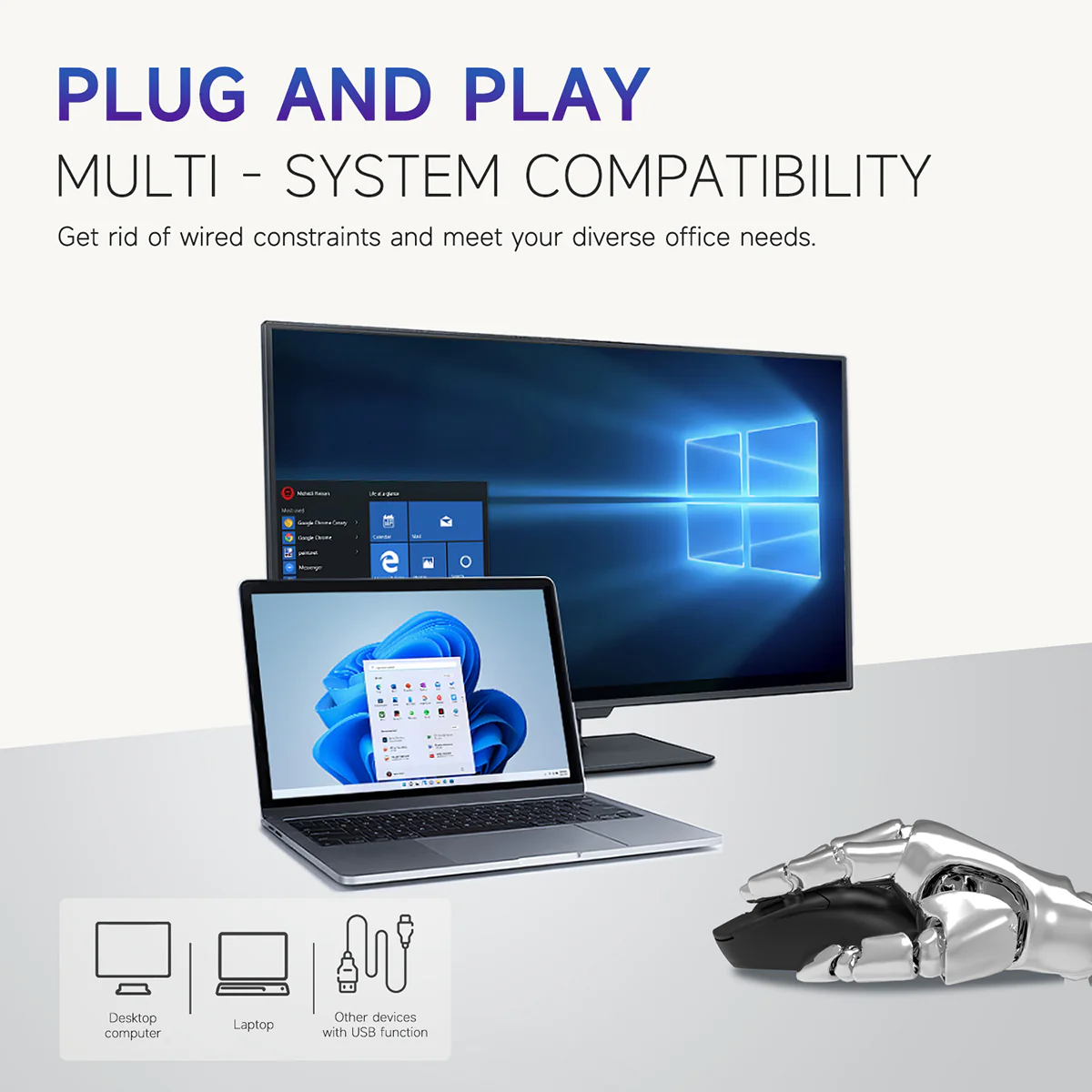 AJAZZ NJ02 Lightweight Mouse: Wireless 2.4G/Bluetooth, Quiet Buttons, Plug-and-Play - Image 8