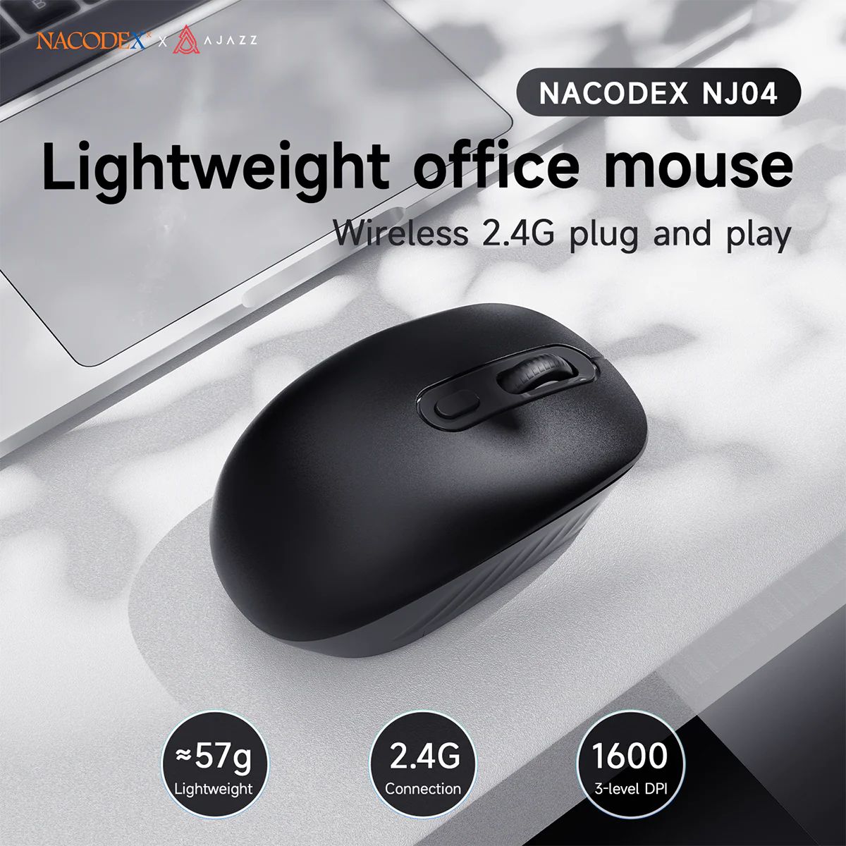 AJAZZ NJ04 Lightweight Office Mouse: Wireless 2.4G, Compatible with Windows/MacOS Systems - Image 3