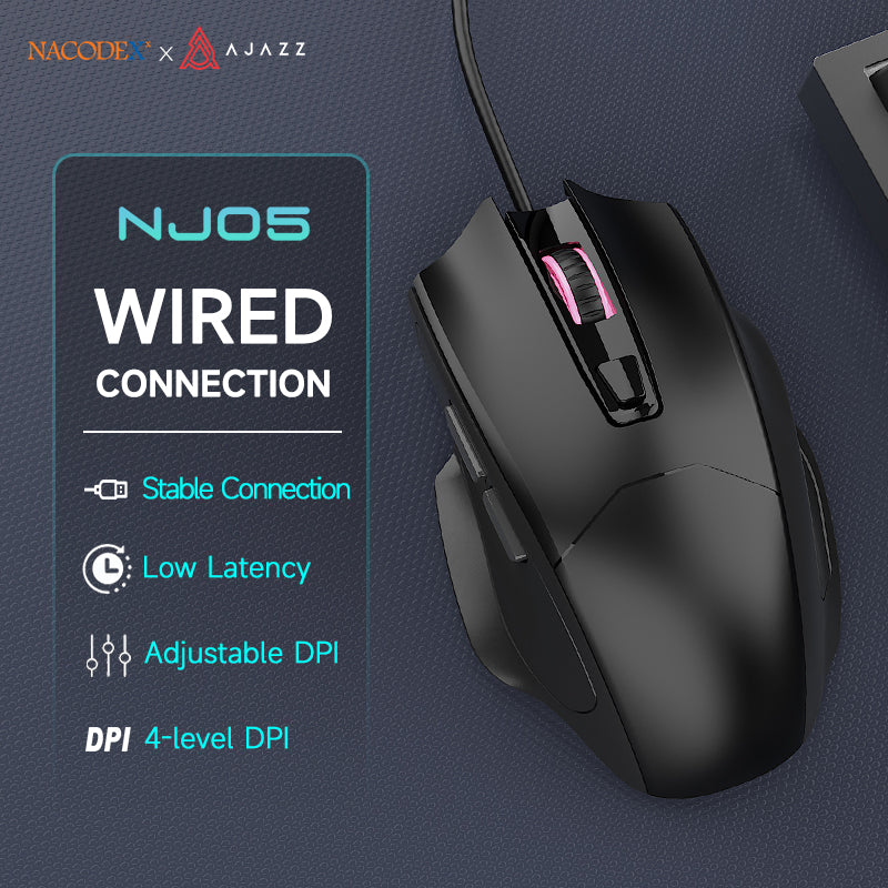AJAZZ NJ05 Wired Mouse 4-level 3600DPl Plug and play 3D scroll wheel - Image 3