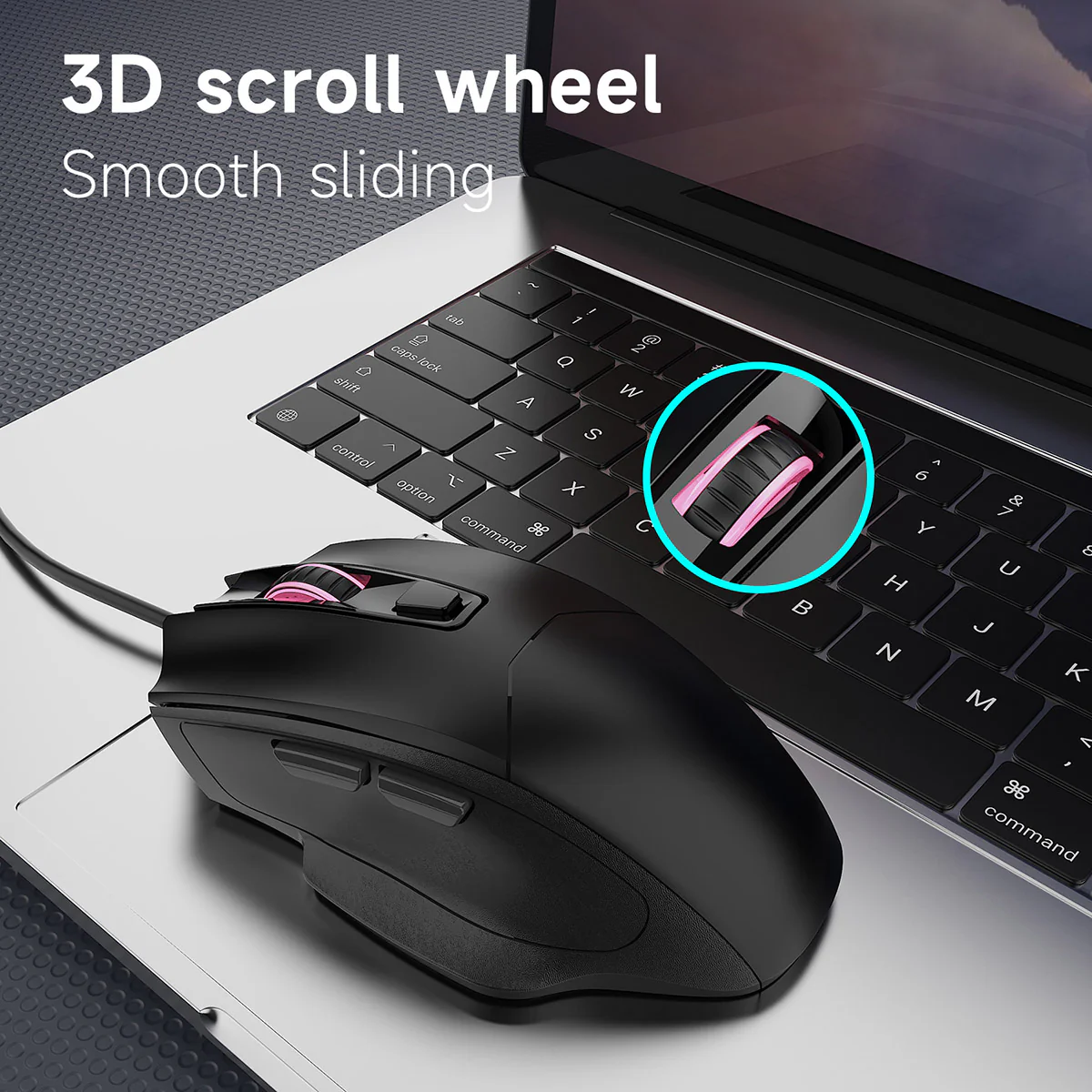 AJAZZ NJ05 Wired Mouse 4-level 3600DPl Plug and play 3D scroll wheel - Image 6