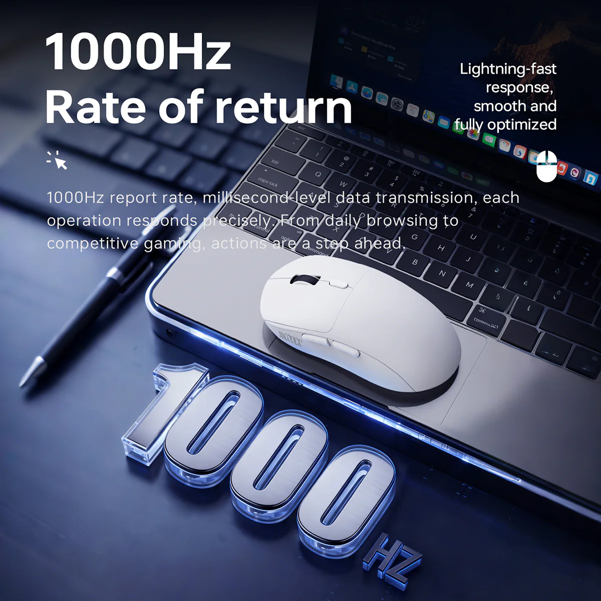 AJAZZ NJ07 Wired/2.4G Wireless/Bluetooth Gaming Mouse 300mAh Battery Lightweight 67g 1000Hz Rebound Rate - Image 6