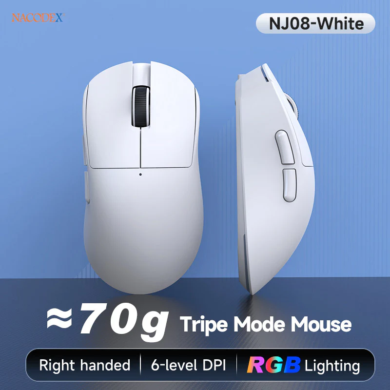 AJAZZ NJ08 Gaming Mouse mouseAll-round type Wired/2.4G Wireless/Bluetooth Type-C charging - Image 15