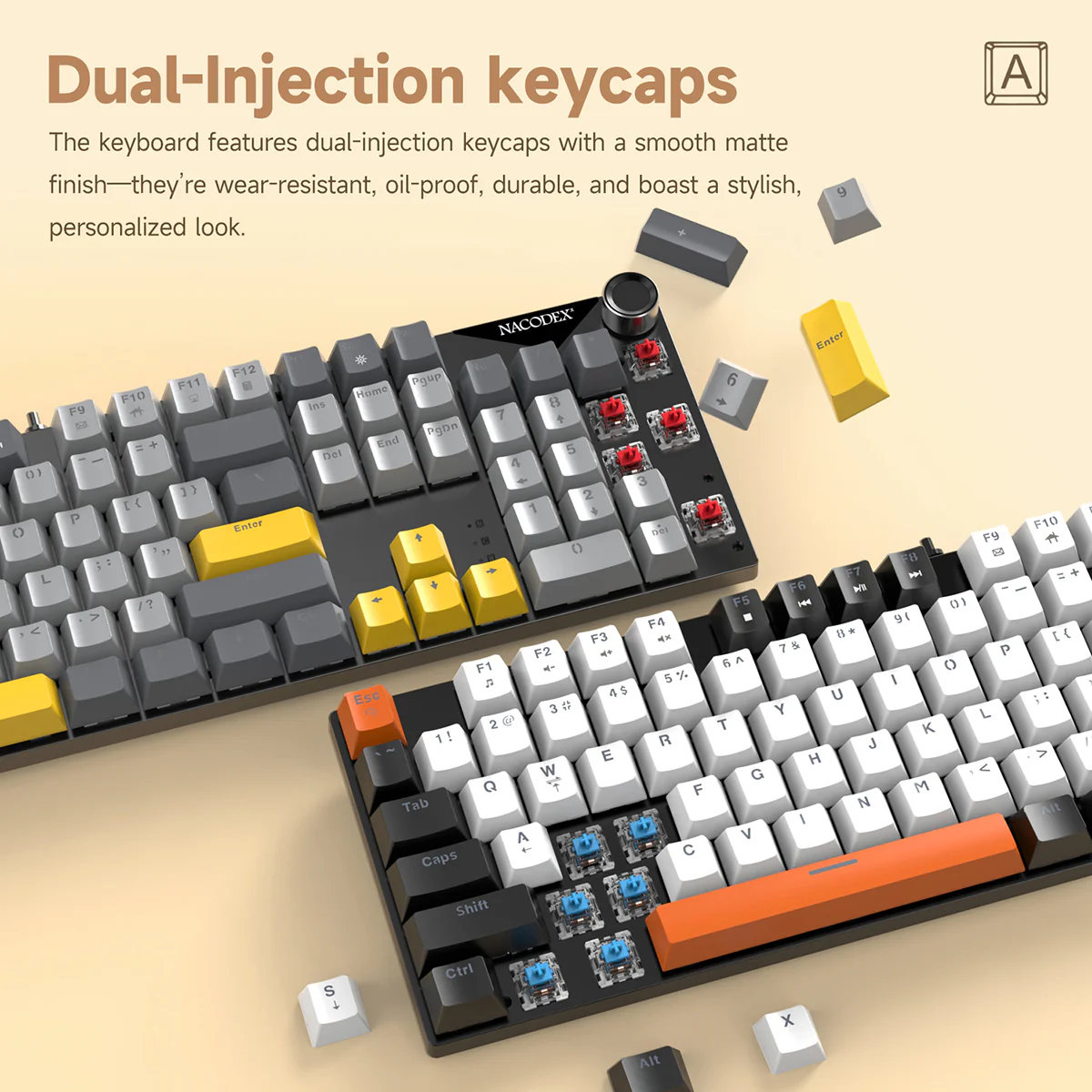AJAZZ NK104 Full-Size 104 keys Mechanical Keyboard Hot-Swappable Wired Version Multifunctional Metal Knob - Image 12