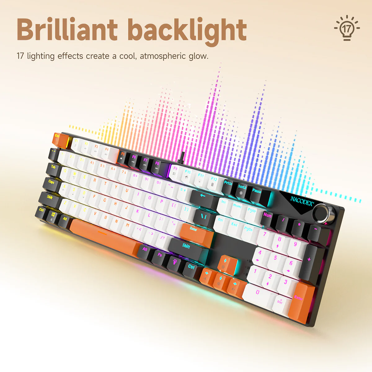 AJAZZ NK104 Full-Size 104 keys Mechanical Keyboard Hot-Swappable Wired Version Multifunctional Metal Knob - Image 13