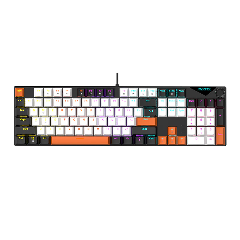 AJAZZ NK104 Full-Size 104 keys Mechanical Keyboard Hot-Swappable Wired Version Multifunctional Metal Knob - Image 2