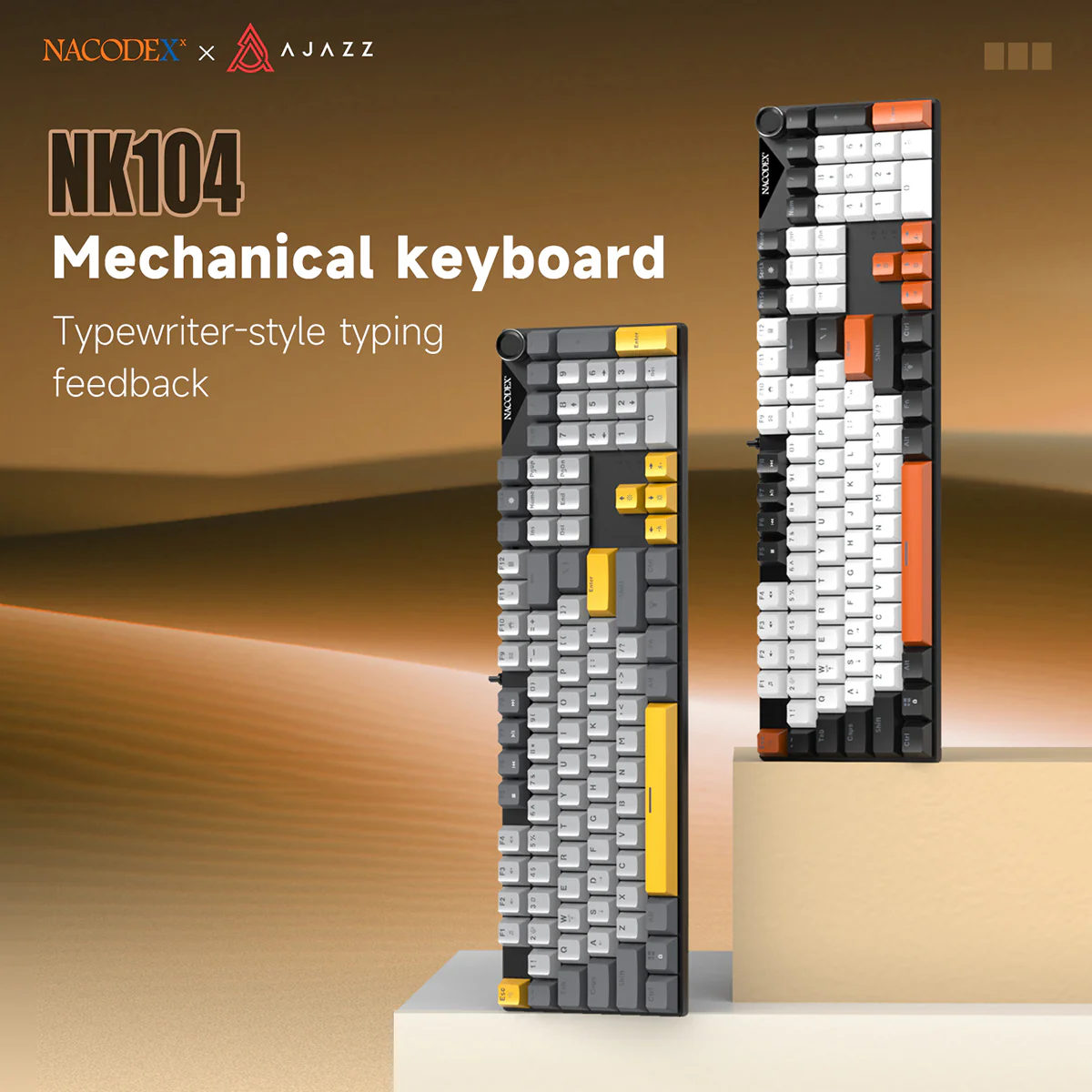 AJAZZ NK104 Full-Size 104 keys Mechanical Keyboard Hot-Swappable Wired Version Multifunctional Metal Knob - Image 7