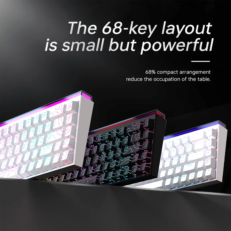 AJAZZ NK68 Small Mechanical Keyboard 68-key layout  Mixed Light Red axis All-key hot-swappableHull structure  Wired Version - Image 11