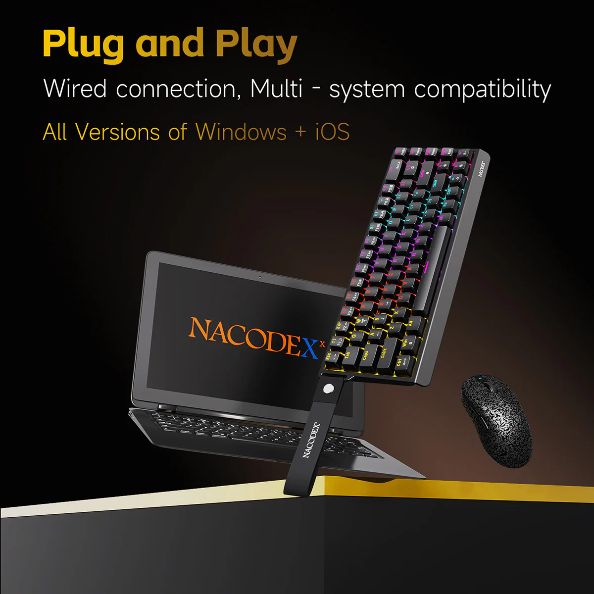 AJAZZ NK68 V2 Mechanica Keyboard with 65-key layout plug and play wired connection multi-system compatibility (Windows all versions + iOS) ribbon design. - Image 10