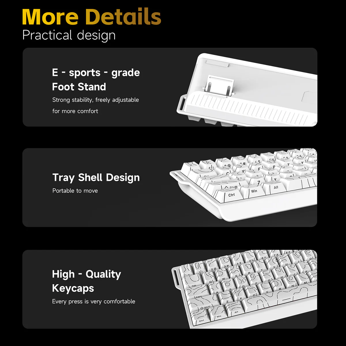 AJAZZ NK68 V2 Mechanica Keyboard with 65-key layout plug and play wired connection multi-system compatibility (Windows all versions + iOS) ribbon design. - Image 13