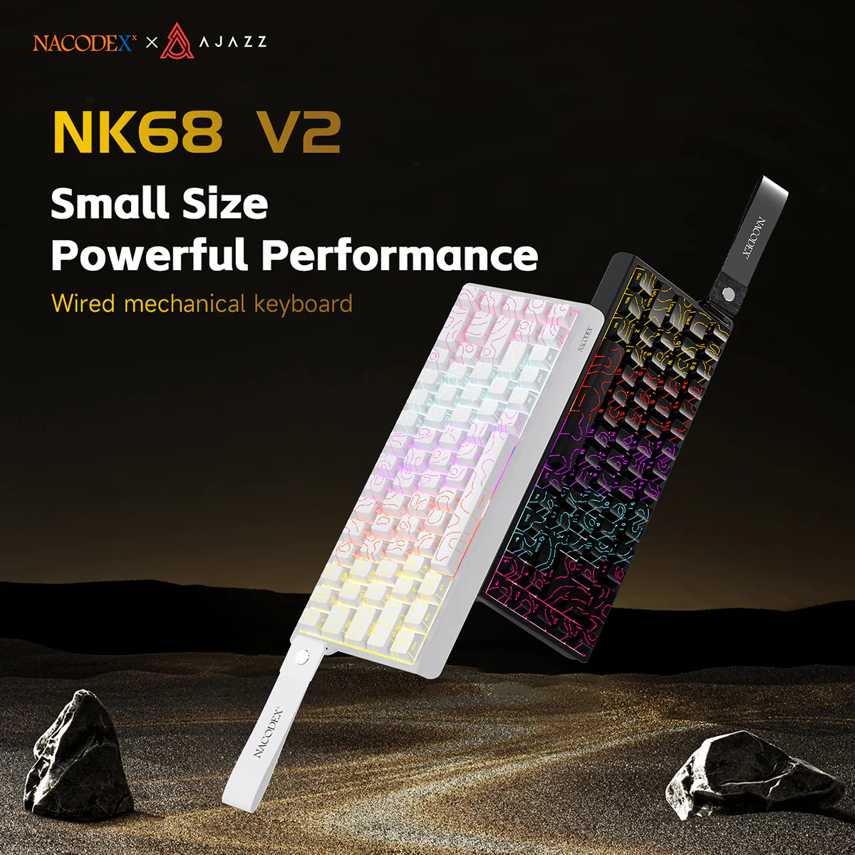 AJAZZ NK68 V2 Mechanica Keyboard with 65-key layout plug and play wired connection multi-system compatibility (Windows all versions + iOS) ribbon design. - Image 3