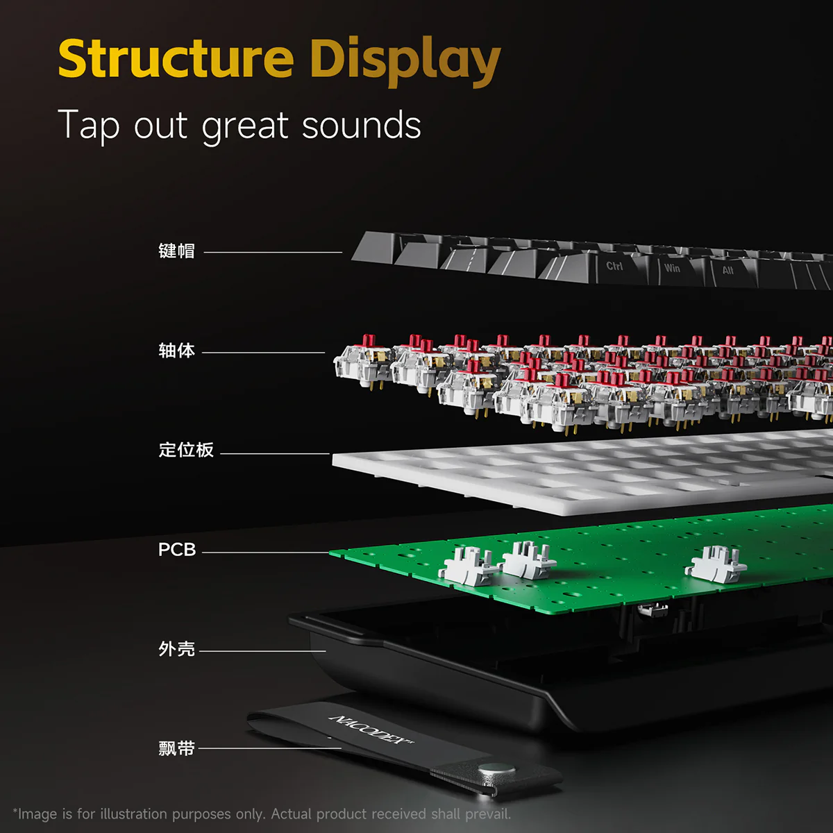 AJAZZ NK68 V2 Mechanica Keyboard with 65-key layout plug and play wired connection multi-system compatibility (Windows all versions + iOS) ribbon design. - Image 7