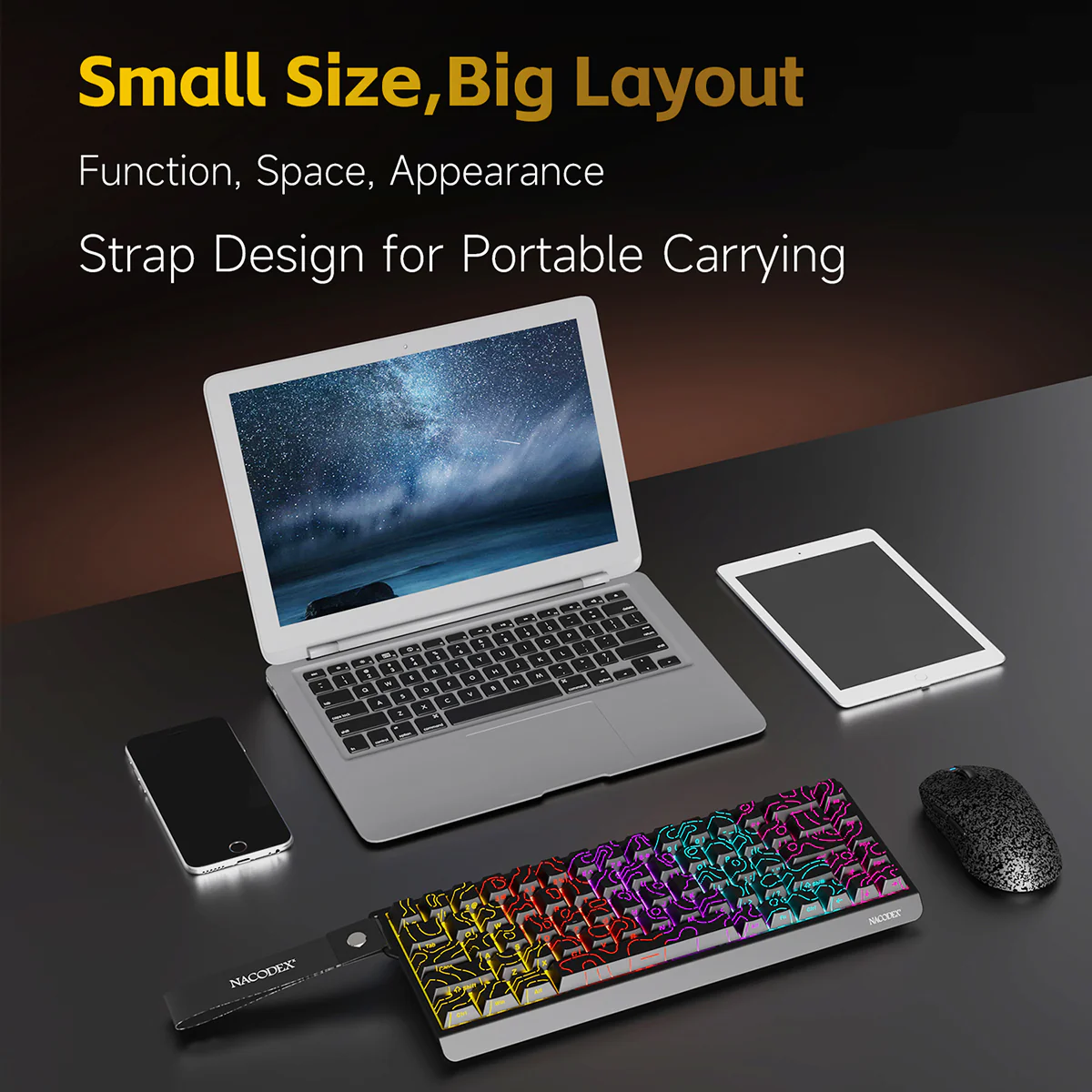 AJAZZ NK68 V2 Mechanica Keyboard with 65-key layout plug and play wired connection multi-system compatibility (Windows all versions + iOS) ribbon design. - Image 9