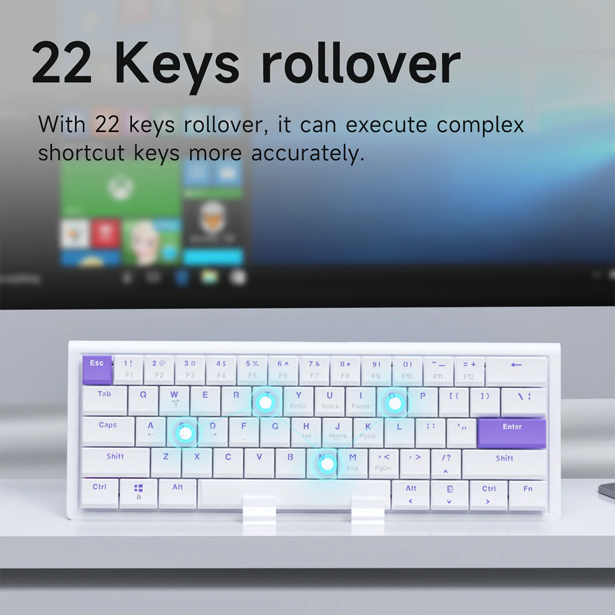 AJAZZ NKL61 Wired small column keyboard Mechanical low-profileswitch Slim body Ultra-slim body 61 key 22 keys rollover - Image 8