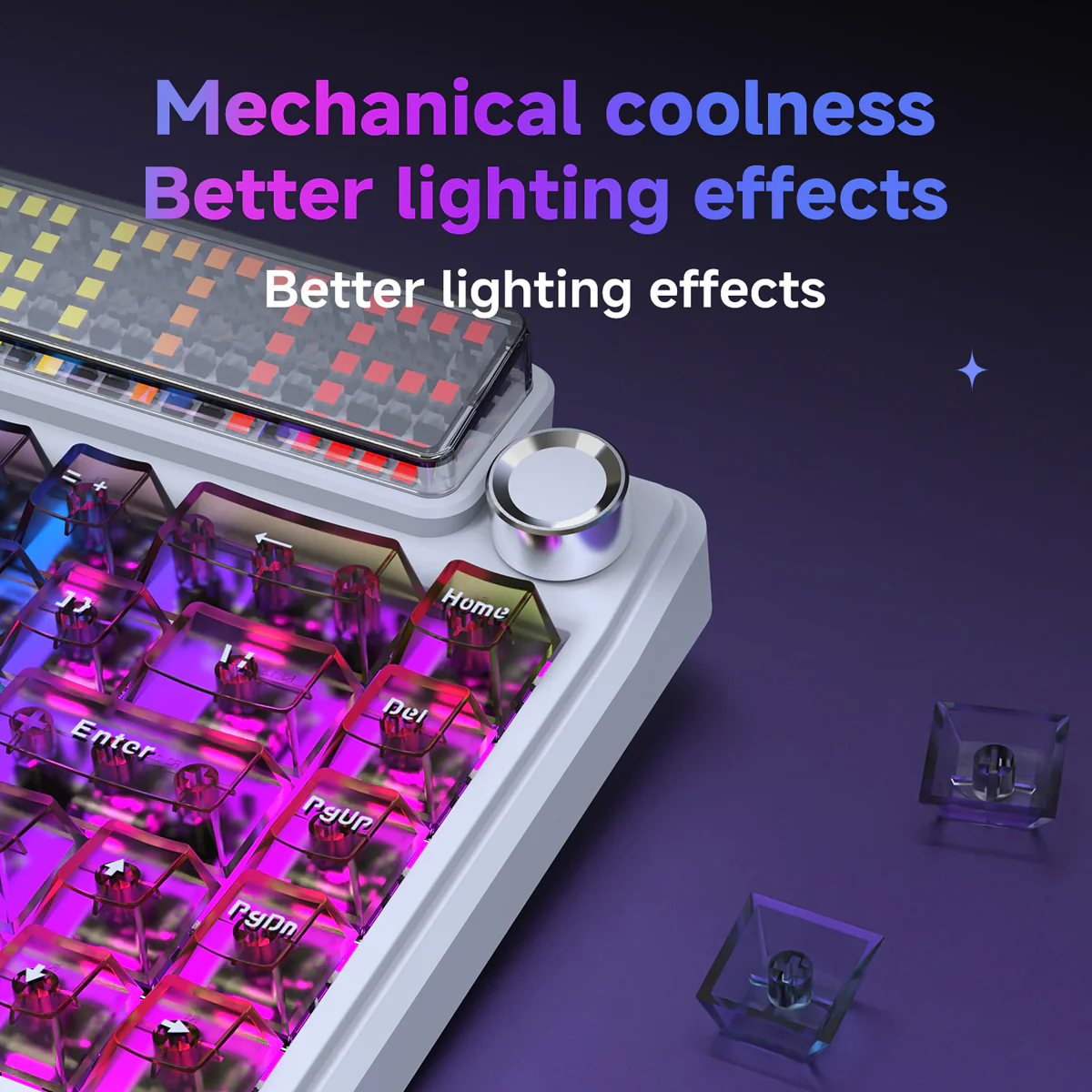 AJAZZ Pixel68 Dot matrix large screen mechanical keyboard | Dual 8K polling rate | Wireless Bluetooth 68-key layout  Hot-swappable design 260 LED smart screen 10000mAh large battery - Image 12