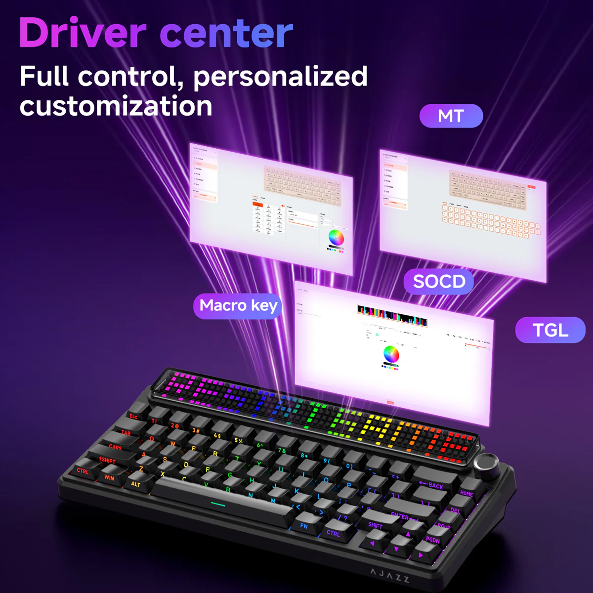 AJAZZ Pixel68 Dot matrix large screen mechanical keyboard | Dual 8K polling rate | Wireless Bluetooth 68-key layout  Hot-swappable design 260 LED smart screen 10000mAh large battery - Image 6