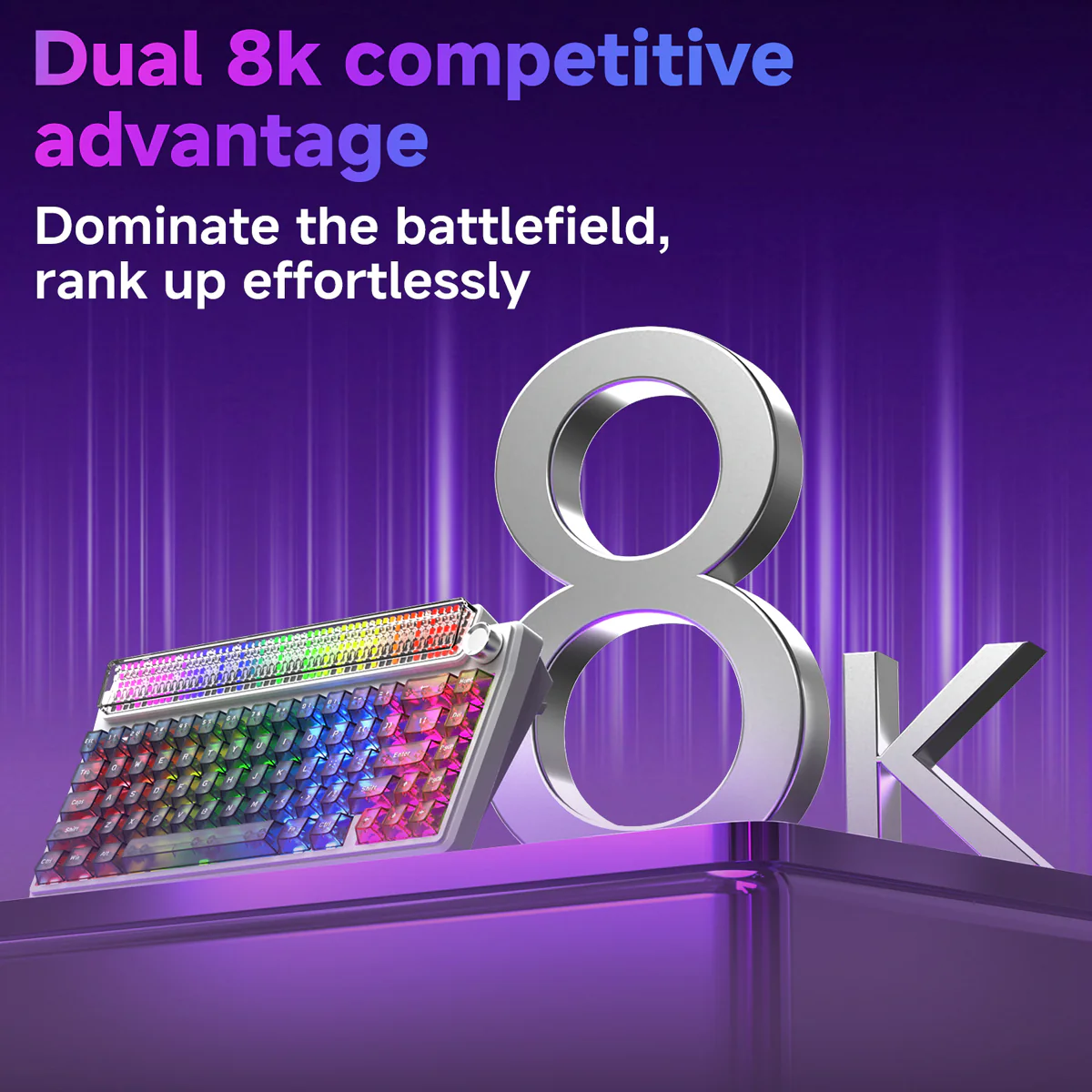 AJAZZ Pixel68 Dot matrix large screen mechanical keyboard | Dual 8K polling rate | Wireless Bluetooth 68-key layout  Hot-swappable design 260 LED smart screen 10000mAh large battery - Image 7