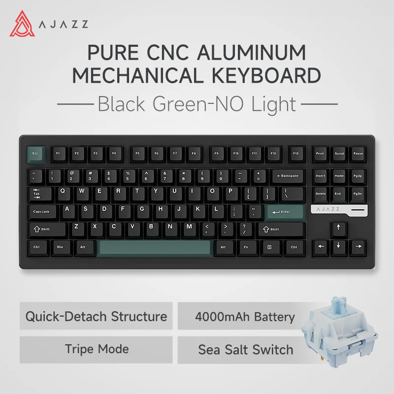 AJAZZ QS87 Aluminum Alloy Retro Mechanical Series Keyboard Three-mode - Image 10