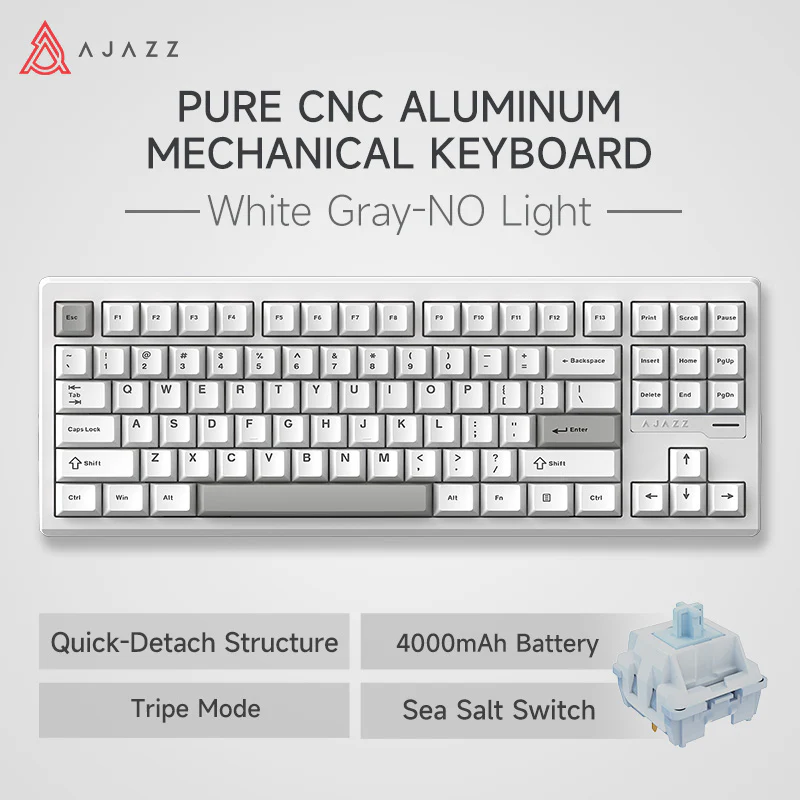 AJAZZ QS87 Aluminum Alloy Retro Mechanical Series Keyboard Three-mode - Image 16