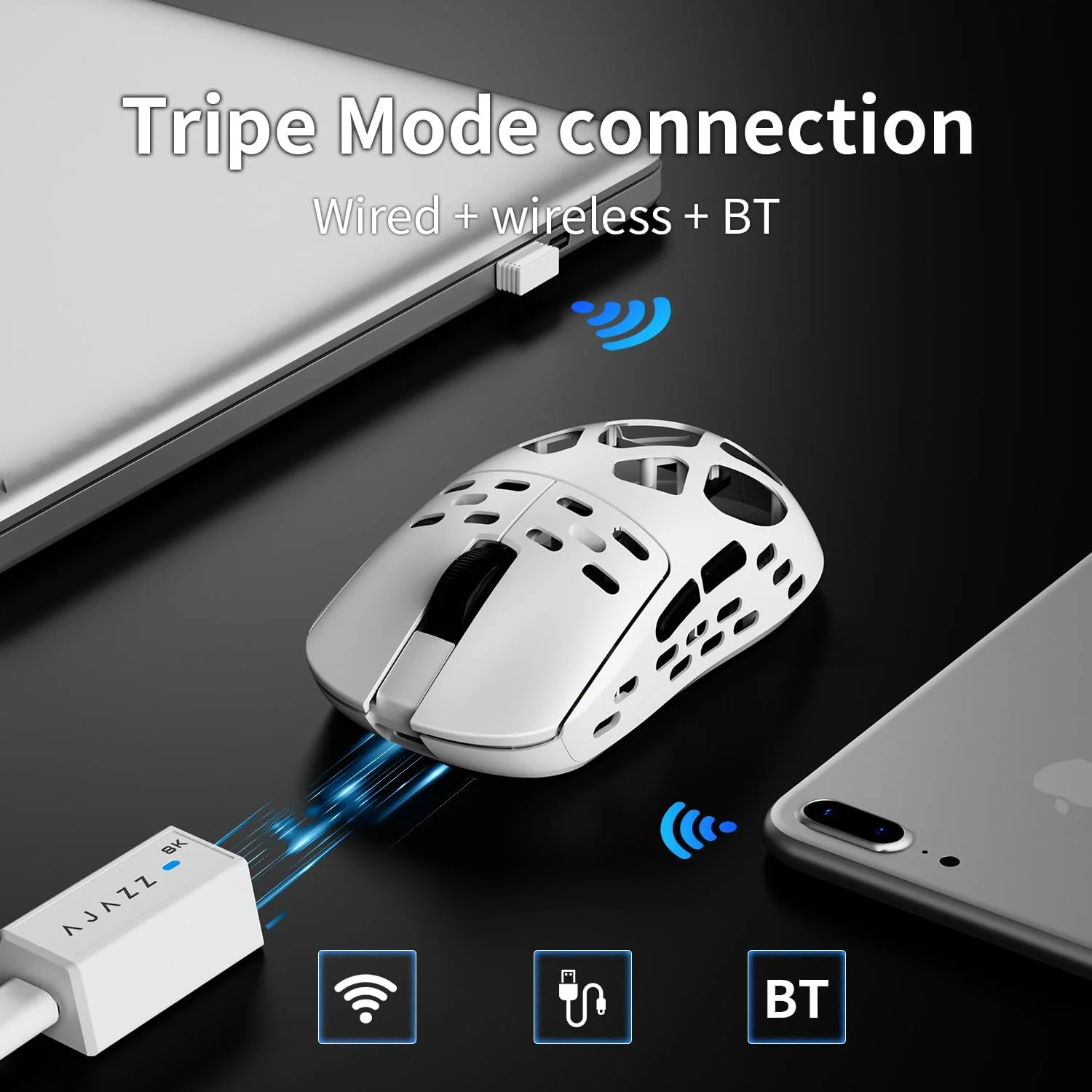 AJAZZ AM3 Series Full Magnesium Alloy Mouse Tri-mode: Bluetooth / 2.4G Wireless / Wired - Image 6