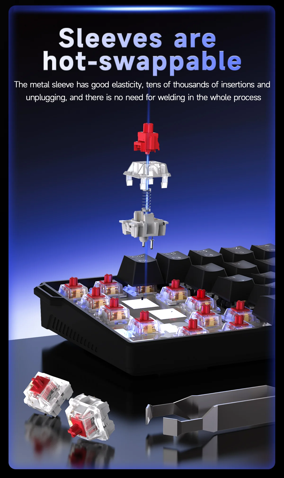 AJAZZ NK61 Mechanical Keyboard Red switches mixed light hot-swappable wired version - Image 13