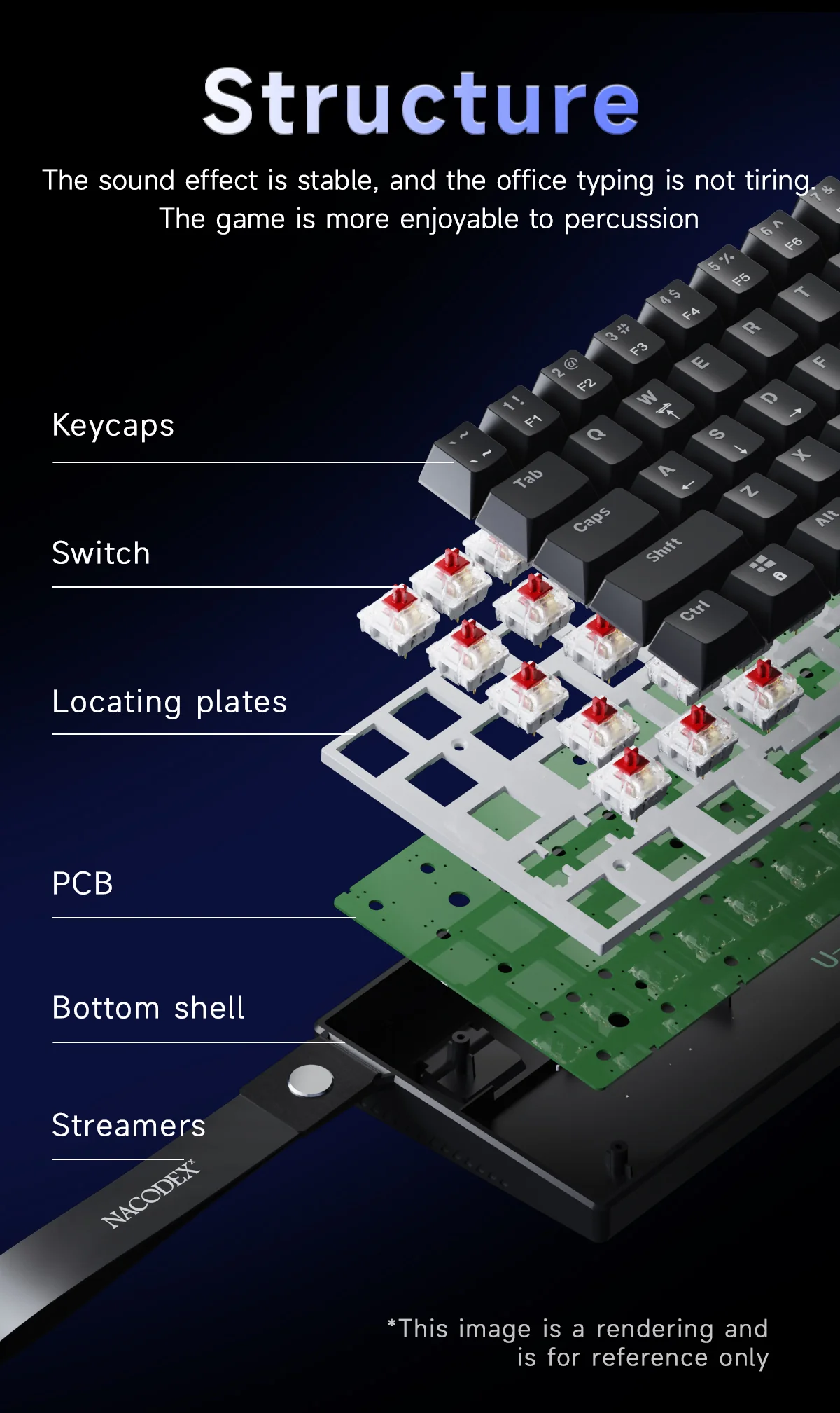 AJAZZ NK61 Mechanical Keyboard Red switches mixed light hot-swappable wired version - Image 16