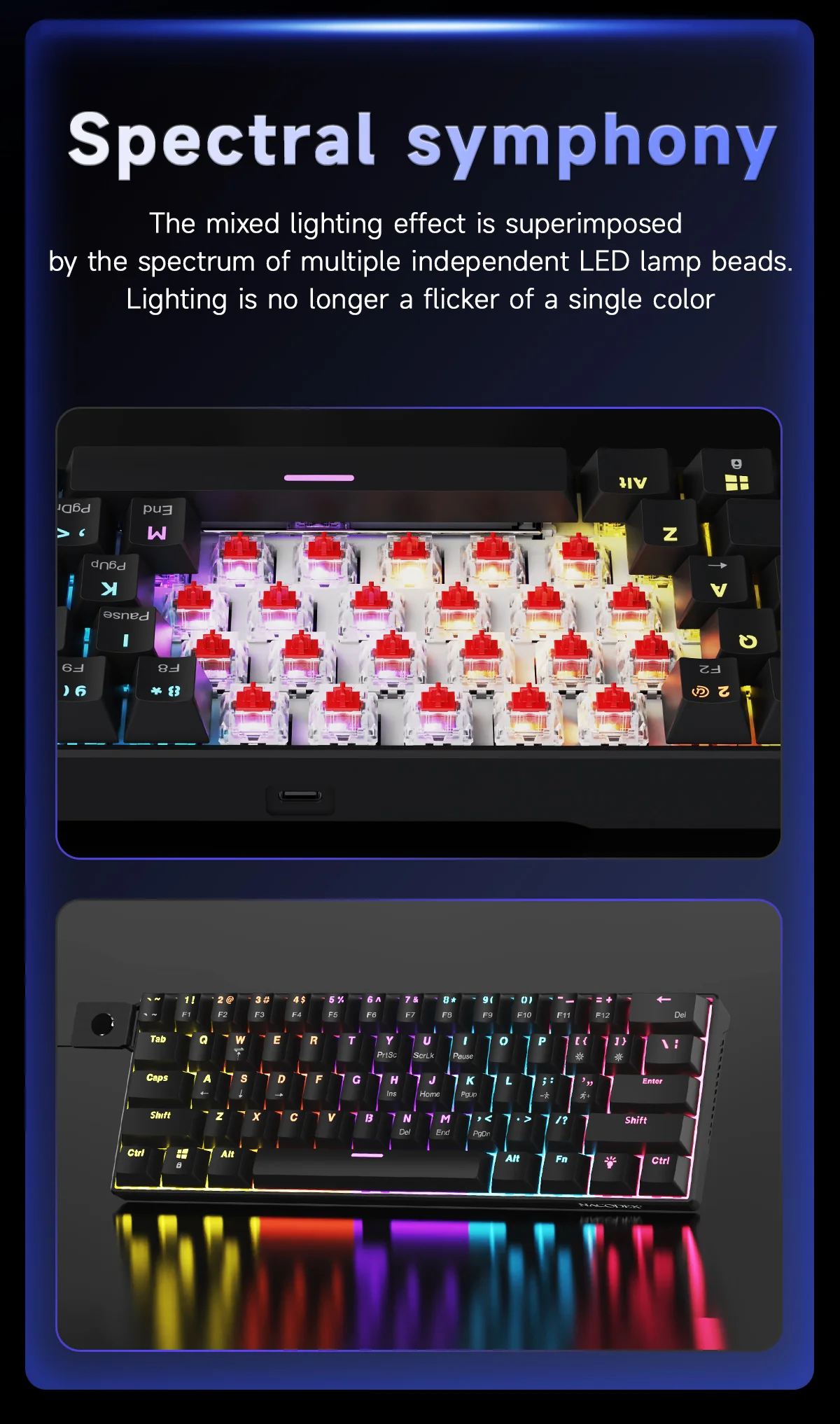 AJAZZ NK61 Mechanical Keyboard Red switches mixed light hot-swappable wired version - Image 17
