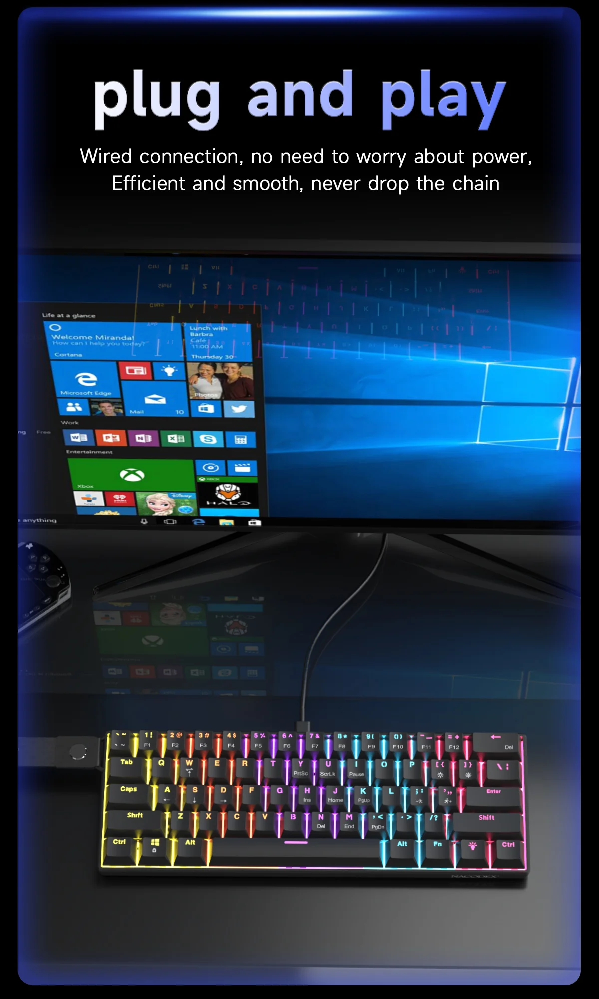 AJAZZ NK61 Mechanical Keyboard Red switches mixed light hot-swappable wired version - Image 19
