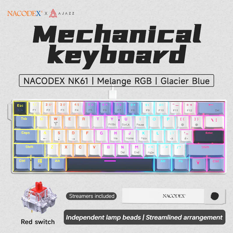 AJAZZ NK61 Mechanical Keyboard Red switches mixed light hot-swappable wired version - Image 5