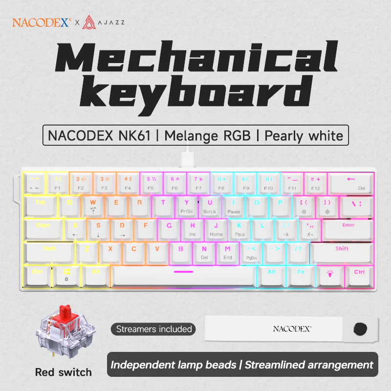 AJAZZ NK61 Mechanical Keyboard Red switches mixed light hot-swappable wired version - Image 7