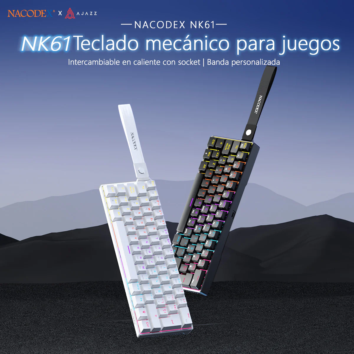 Spanish version Ajazz NK61 Wired Mechanical Gaming Keyboard Hot-swappable with socket Custom band - Image 3